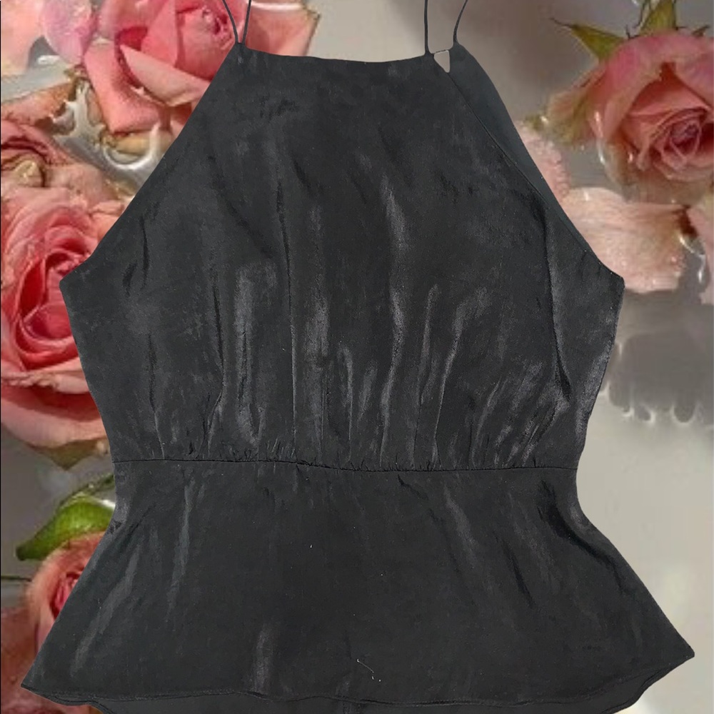 Black Strapped Black Halter Tank